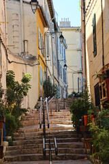 Fototapeta na wymiar Stairway in Old Marseille, France