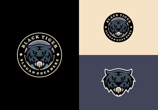 Dark Tiger Head creative emblem mascot logo