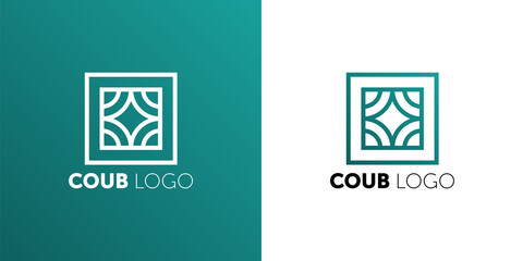 coub logo. Icon design element. Abstract logo idea for business company. Construction, house, frame, windows, technology, internet concept. Pictogram for corporate identity template.