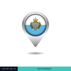 San Marino flag map pin vector design template