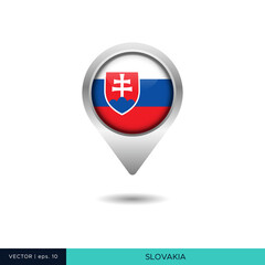 Slovakia flag map pin vector design template