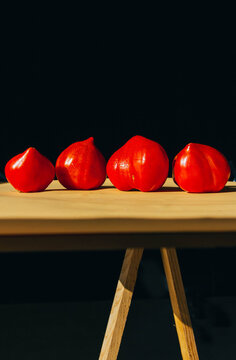 tomatoes on a table
