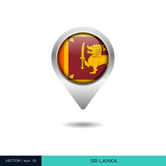 Sri Lanka flag map pin vector design template