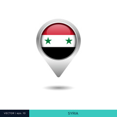 Obraz premium Syria flag map pin vector design template