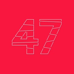 47 number, linear stroke font. Modern trendy, creative style design. For logo, brand label, design elements, corporate identity, application and more. İsolated vector illustration