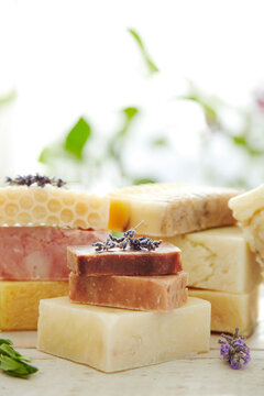 Spa still life with soaps and oils