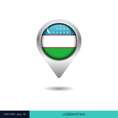 Uzbekistan flag map pin vector design template