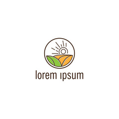 Nature logo outline circle emblem design vector template