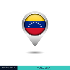 Fototapeta premium Venezuela flag map pin vector design template