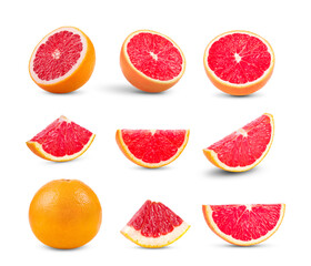 set of grapefruit  on white background