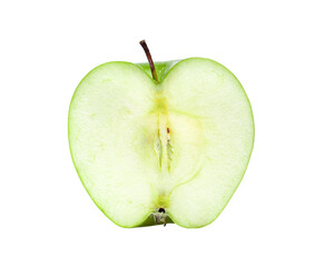 Green apple slice on white background