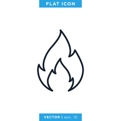 Fire Flame Icon Vector Design Template. Editable stroke.