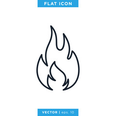 Fire Flame Icon Vector Design Template. Editable stroke.