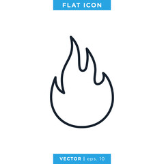 Fire Flame Icon Vector Design Template. Editable stroke.