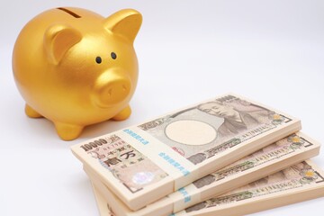 貯金箱と札束