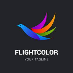 Bird Colorful Creative Illustration Template. Suitable for Creative Industry, Multimedia, Entertainment or Educations on Black Backdrop