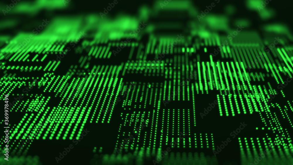 Aufkleber digital technology background. directed stream of luminous particles. big data visualization. 3d ren
