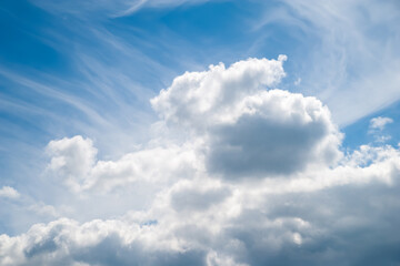 Cloudy sky. Blue sky with clouds. Natural landscape background.