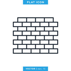 Brick Wall Icon Vector Design Template. Editable Stroke