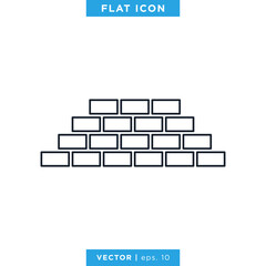 Brick Wall Icon Vector Design Template. Editable Stroke