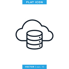 Cloud Storage Icon Vector Design Template. Editable Stroke