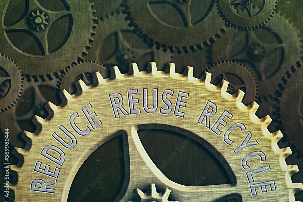 Poster handwriting text writing reduce reuse recycle. conceptual photo environmentallyresponsible consumer 