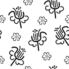 Fototapeta premium black chrysanthemums seamless patterns for wallpapers,textiles,printing on white background.