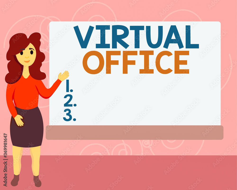 Poster conceptual hand writing showing virtual office. concept meaning operational domain of any business o