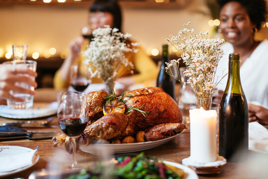 Thanksgiving dinner with friends. - Powered by Adobe