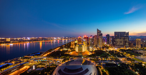 panorama view of hangzhou city skyline