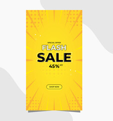 Flash Sale banner design, Vector graphic templates post social media story