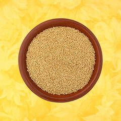 Top view of amaranth seeds in a small bowl