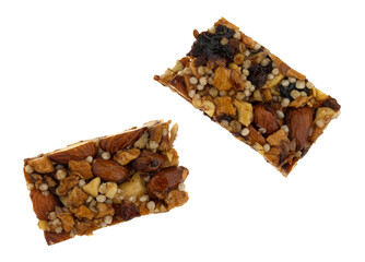Apple and spice protein bar broken in half