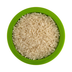 Enriched long grain rice in a green bowl