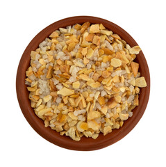 Garlic and sea salt in a small bowl