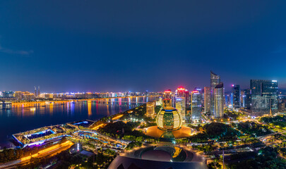 panorama view of hangzhou city skyline