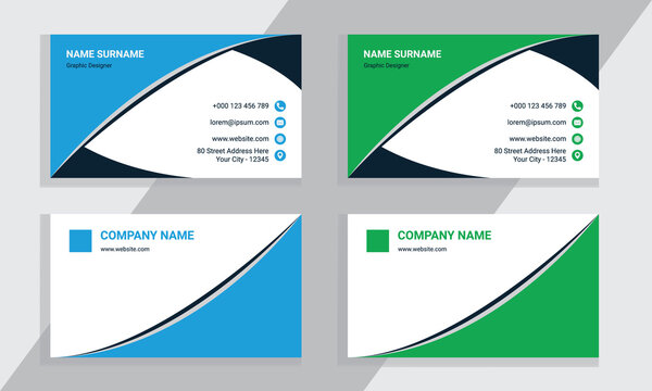 Corporate And Simple Style Business Card Vector Template, Or Personal Visiting Card.	