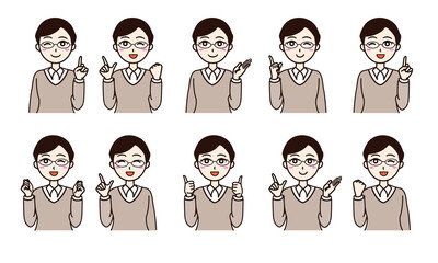 Woman business casual smile set