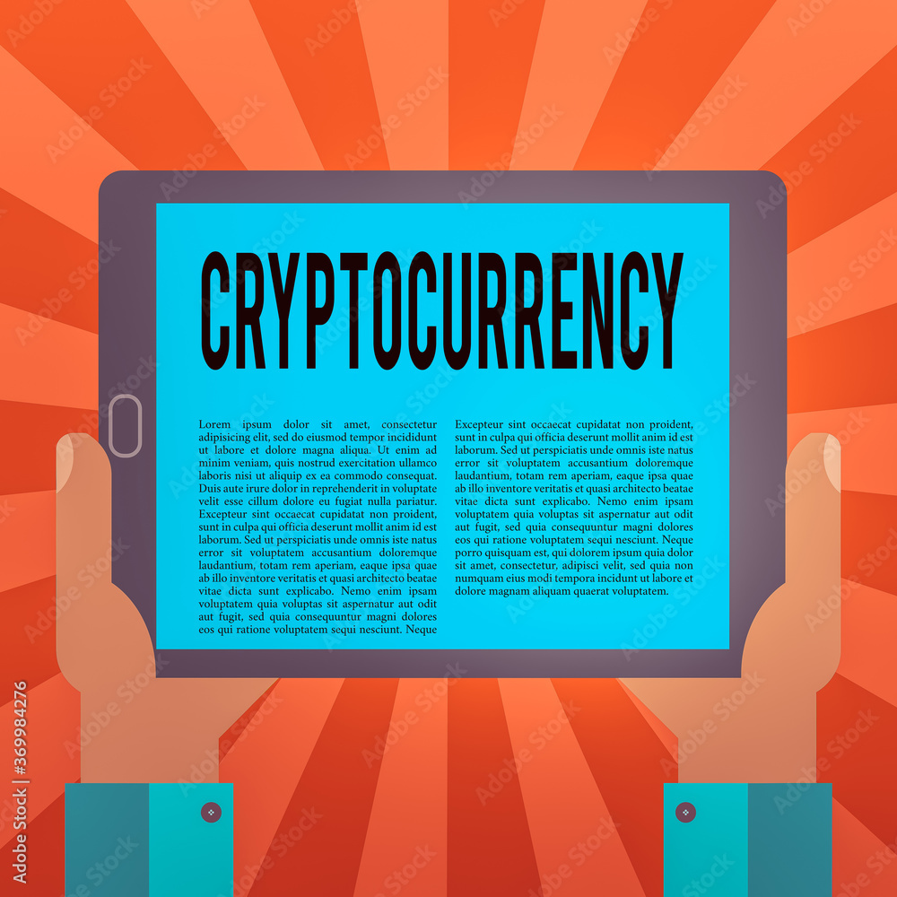 Poster conceptual hand writing showing cryptocurrency. concept meaning form of currency that exists digital
