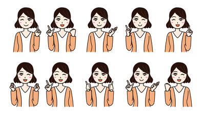 Woman business casual smile set