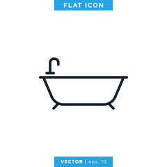 Bathtub Icon Vector Design Template. Editable Stroke