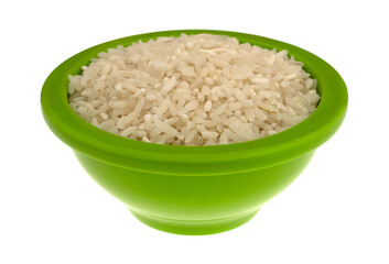 Enriched long grain rice in a green bowl
