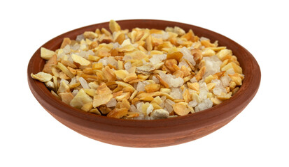 Garlic and sea salt in a small bowl