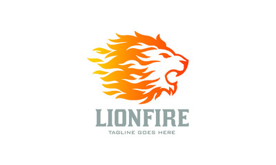 Lion Fire Logo - Flame Lion Roar Vector