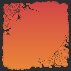 Vector of Black Flat Halloween Border with Spider Web