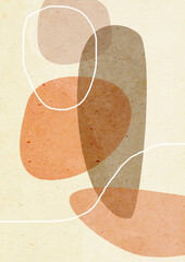 abstract shapes background. mid-century style. natural colors