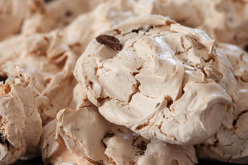 Homemade meringues with chocolate and hazelnuts