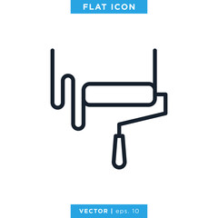 Fototapeta premium Paint Roller Icon Vector Design Template. Editable Stroke