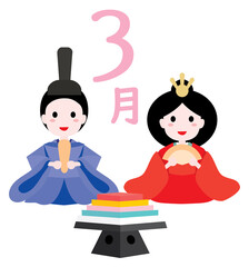 カレンダー季節のイラストアイコン　3月　白バック