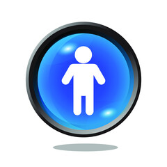 man icon on metal button